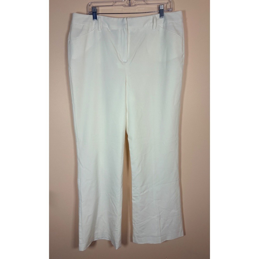 Sharagano Women's Cream White Wide Leg Dress Pants Size 16 Polyester Blend Lined